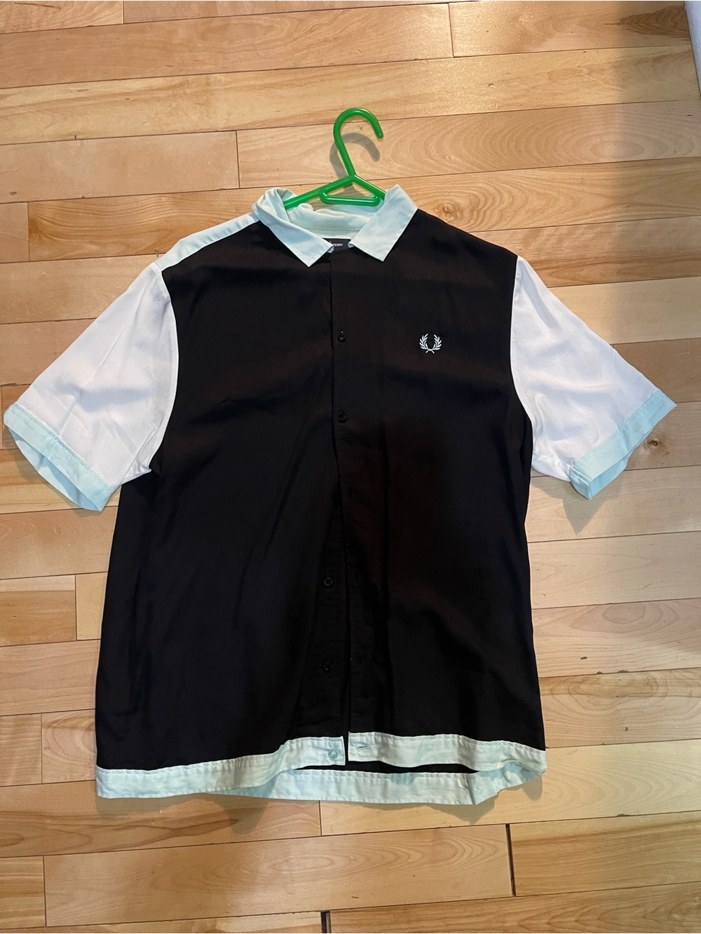 Fred Perry Black and White Short Sleeve Button-Up Polo
